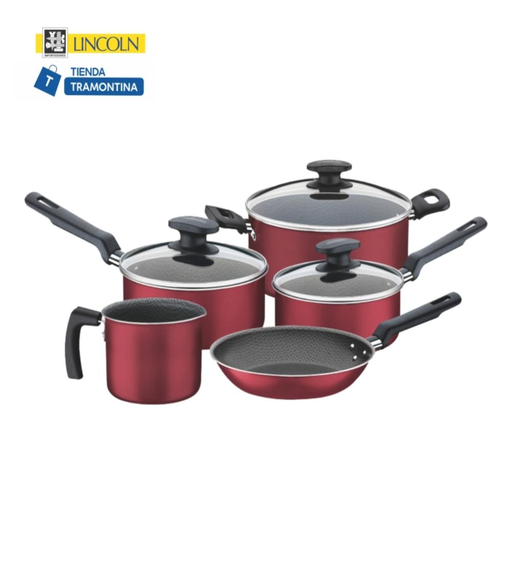 BATERIA LORETO TRAMONTINA ROJA 5 PIEZAS